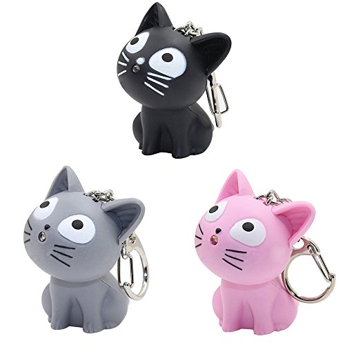 Assho LED Cute Kitty Cat Keychain with Sound and Flashlight Lover Gift Child