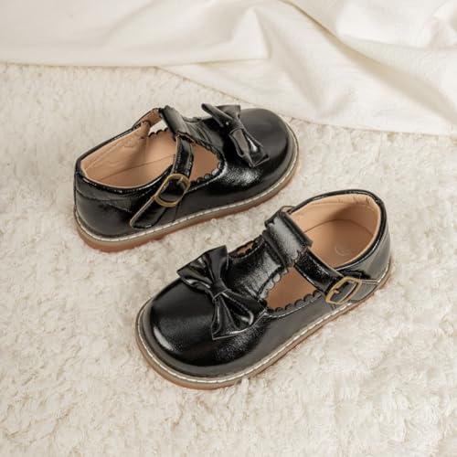 Toddler Little Girls Princess Dress Shoes Classic Bow T-Strap Mary Jane Flats for Flower Girl Party School Footwear2