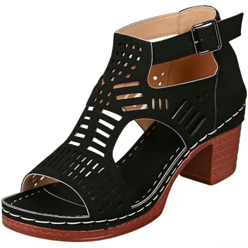 Black Work Heels For Women Office Heels for Women Block Chunky Heels Open Toe Fashion Wedding Party Evening Ankle Strap Dress Pump Shoes Heeled Sandals 2026