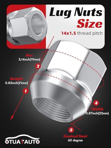 Image of OTUAYAUTO M14x1.5 Open End Lug Nuts, 24PCS Chrome Bulge Acorn Lug Nut Set | Cone Seat, 19mm Hex, Replacement for Chevy Silverado 1500, Suburban, Tahoe, GMC Sierra 1500, Yukon, Ram 1500, Ford F150