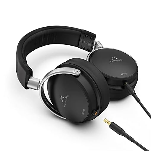 SoundMAGIC HP1000 Auriculares, Juego de Auriculares Plegables para Colocar sobre Las Orejas, Auriculares estéreo Cerrados, Cable de Auriculares enchufable con cancelación de Ruido, Negro