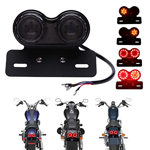 DREAMIZER Universale 40 LED Doppio Motociclo Fanale Posteriore Luce del Freno, Indicatori di Direzione Lampada da Corsa con Staffa Targa per Chopper Cruiser Custom Street Bike Dirt Bike (Fumo)