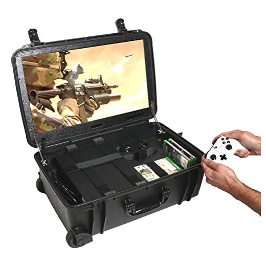 Case Club Xbox One X/S Portable Gaming Station with Built-in 24" 1080p Monitor, Storage for Controllers, Games, and Included Speakers (Xbox & Accessories Not Included)