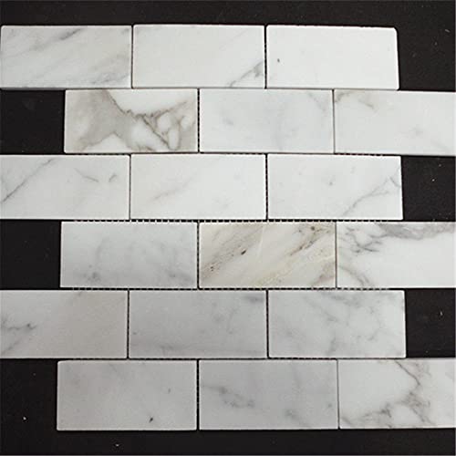 Stone Center Online Calacatta Gold Marble 2X4 Grand Brick Subway Mosaic Tile Honed Kitchen Bath Wall Floor Backsplash Shower (1 Sheet) #TOP4