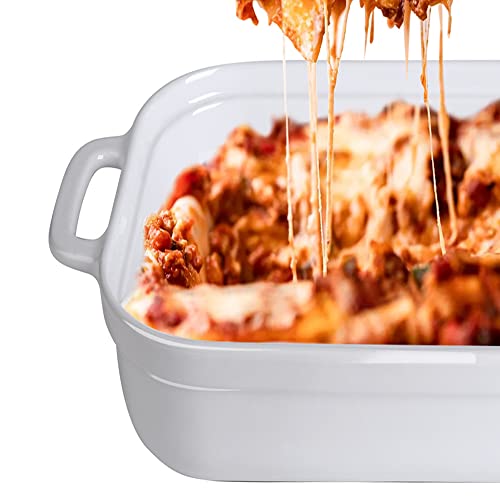16.9X10 Inch ,4.5 Quart， Ceramic Casserole Dish With Lid, Large Bakeware With ,Covered Rectangular Casserole Dish Set, Lasagna Pans With Lid For Cooking, Baking Dish With Lid For Dinner, Kitchen Christmas Box Gift; Present; Souvenir Friend Men Friends Get Married Wedding Marriage A New Home Move House #TOP1