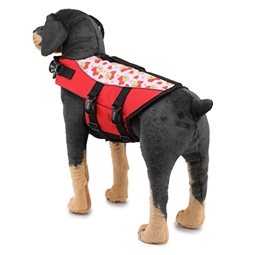 Dog Life Jacket, Dog Life Vest, Adjustable Tear Resistant Safe Dog Swimming Safety Vest High Flotation with Back Handle for Swimming Boating (L)