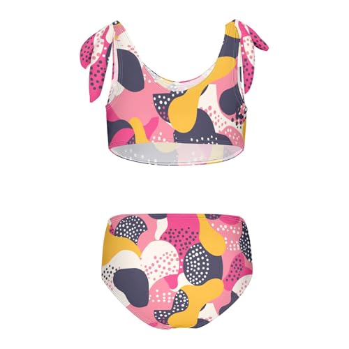 Black Polka Dots on Pink Background Girl 2 Pieces Kids Bikini Set Quick-Dry Swimsuit Swimming Suits Cute Shoulder Strap2