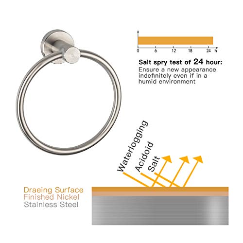 GAPPO Bathroom Hardware Accessories Set Brushed Nickel 2 Piece SUS 304 Stainless Steel Wall Mounted Hand Towel Ring Toilet Paper Holder