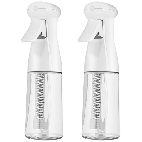 HOTUT 2 Botella Pulverizador Agua Peluqueria, Fina Niebla Pulverizador Continuo, Botella de Spray para Cabello Recargable con Diseño de Resorte, Para Peinado, Plantas, Mascotas, 200ML (Transparente)
