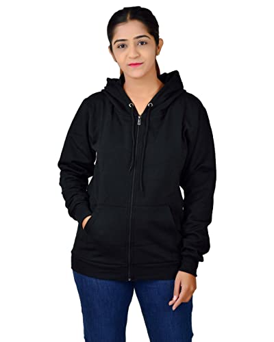 Image of More & More HOODMASTER Women's Fleece Hoodie Sweatshirt with Zip Pockets Full Sleeves Regular Fit Solid Pattern Hooded Neck and Standard Length | Comfortable Fleece Hoodie for Women