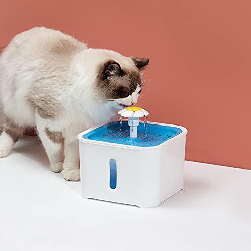 LAEYIBEST Cat Drinking Fountain,Pet Fountain, 84oz/2.5L Automatic Cat Water Fountain Dog Fountains Super Quiet Water Fountain for Cats Inside Red+Blue LED Light(Blue)