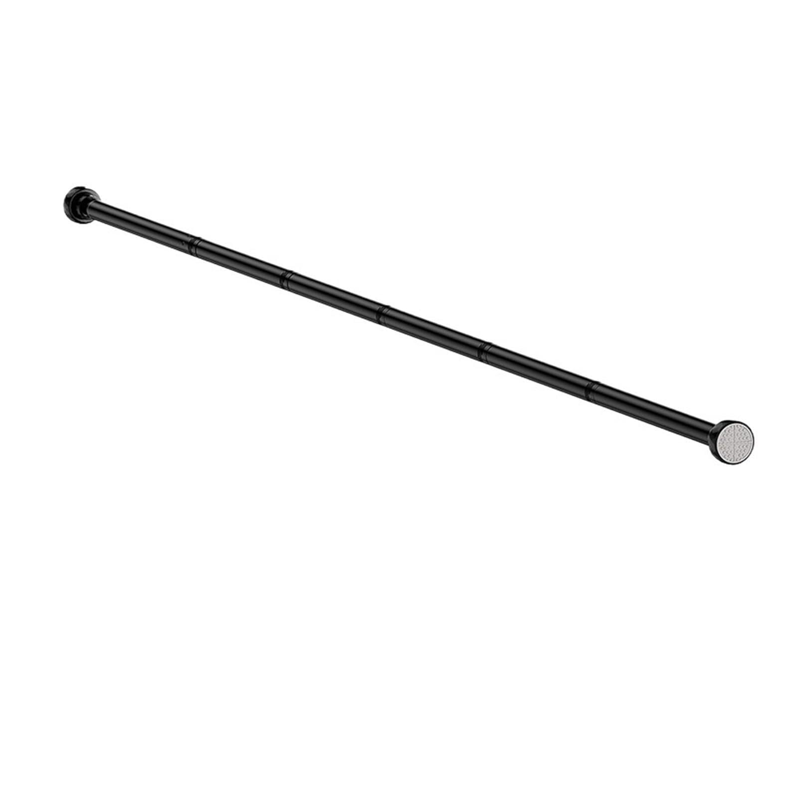 Tension Rod Drilling Shower Curtain Rod Spring Rotating Telescopic Wardrobe(Black190-220cm)