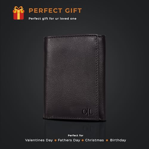 Image of Tri fold Leather Wallet for Men with RFID | Slim Wallets for Men with 1 ID and 6 Credit card slots | Front Pocket Minimalist