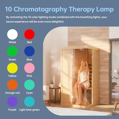 Wooden Infrared Saunas, Traditonal 1 Person Sauna with Red Light - Image 4