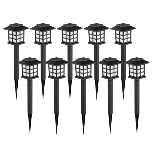GIGALUMI Solar Outdoor Lights，10 Pack LED Solar Lights Outdoor Waterproof,