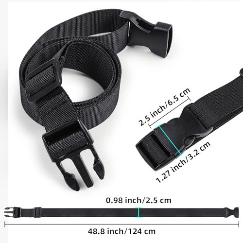 Utility Straps with Quick Release Buckle 47inch, 6 Pcs Nylon Backpack Luggage Straps, Black Adjustable Strap for Packing Travel Outdoor Sports
