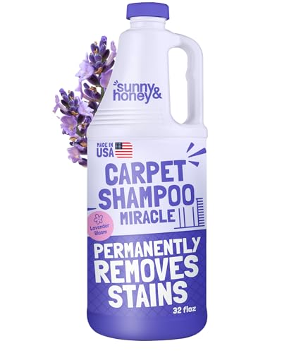 Sunny & Honey Carpet Cleaner Solution - Deep Stain Remover & Odor Deodorizer - Pet Carpet Cleaner & Rug Shampoo (32 Fl Oz, Light Lavender)