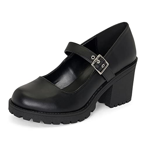 Chariot & Co Womens Platform Mary Janes Loafer Heels Ankle Strap Pumps | Chunky Lug Sole Shoes | Coquette Y2K Cosplay Ready Rush2