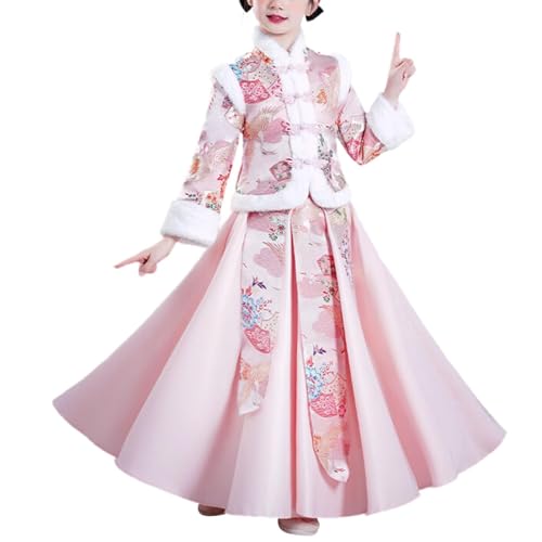 Manteau féerique fille chaud avec fourrure fini les vêtements de fête froids pour le Chunjie