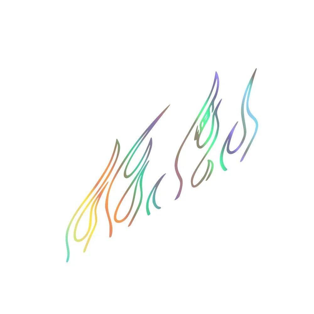 Universal Burning Flames Pattern Vinyl Car Stickers Creative Auto Body Art Decals(Colorful Laser)