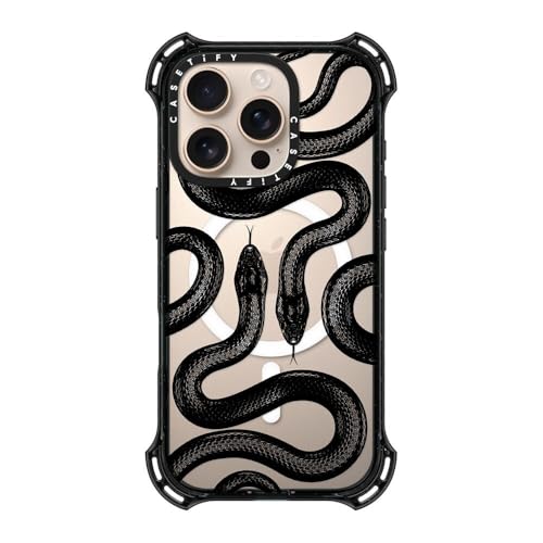 Coque iPhone 16 Pro Bounce CASETiFY antichoc Serpent royal noir compatible MagSafe