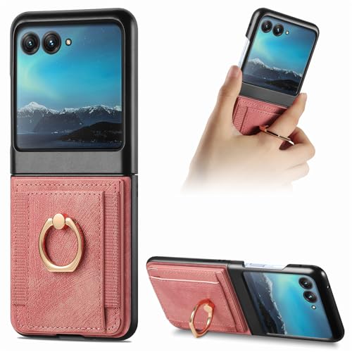 Étui en cuir pour Motorola Razr 50 avec anneau de support