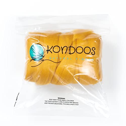 Kondoos Coloured 225 gram Natural Wool roving Tops, Best Wool for Needle Felting Wet Felting, handcrafts - Image 3