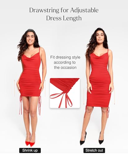 Image of Popilush Corset Dress - Summer Club Outfits for Women Built in Bra Shapewear Drawstring Adjustable Ruched Mini Dresses