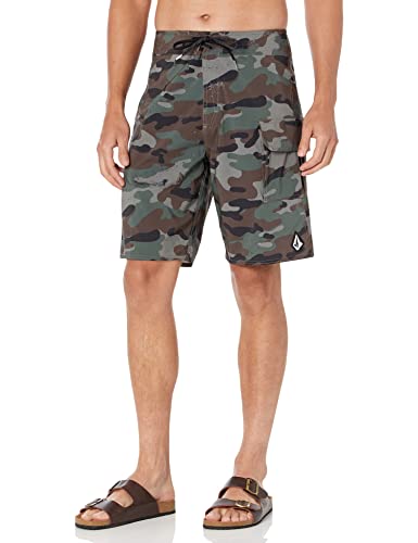 Volcom Men's Standard Mod Tech 20" 4th of July Boardshort, Army Green Combo, 36