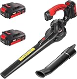MZK Cordless Leaf Blower,20V Battery Powered Electric Blower for Lawn Care, Electric Lightweight Leaf Blower for Blowing Leaves, Patio Cleaning and Dust(2 * 2Ah Battery & Charger Included),LF40D13