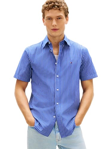Image of Tommy Hilfiger Men's Short Sleeve Poplin Shirts in Regular Fit, Men's Button Down Shirts