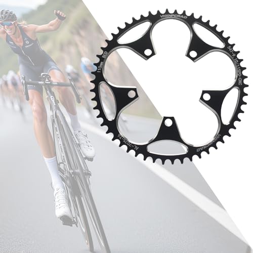 VHXNPCRAO Bike Chainring 54T Black, 110BCD Round Narrow Wide Chainring, 36-60T Single Bicycle Chain Ring for 8-12 Speed Road Bike (Black, 54T) - Thumbnail 4