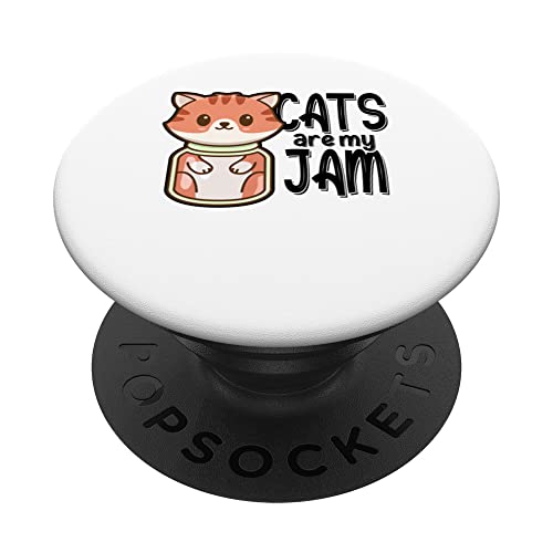 Cats Are My Jam Cat Owner Cat Lover Training Animales Pet PopSockets PopGrip Intercambiable