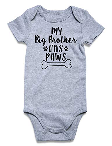 Baby Boys Girls Bodysuit My Big Brother Has Paws Graphic Breathable Short-Sleeve Baby Sleepwear Romper Jumpsuit 100% Cotton 0-3 Months