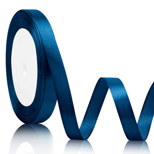 Cinta Azul Raso Marino 10mmx22m - Cinta Regalo Creative Satin Ribbon - Rollo De Satén Para Lazos, Regalos y Navidad - Azul Lago