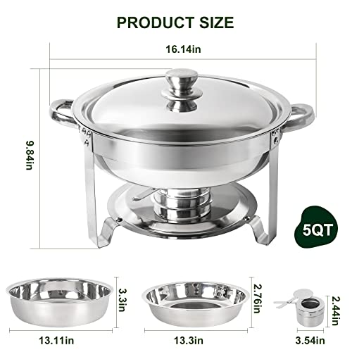 Imacone Chafing Dish Buffet Set 4 Pack, 5Qt Round Stainless Steel Chafer For Catering, Upgraded Chafers And Buffet Warmer Sets With Food & Water Pan, Lid, Frame, Fuel Holder For Event Party Holiday #TOP3