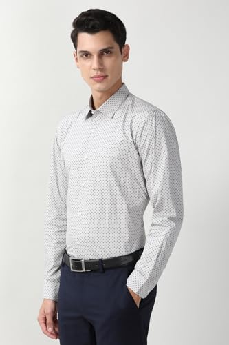 Image of Peter England Men's Formal Shirt with All-Over Print - Cotton, Full Sleeves, Regular Fit