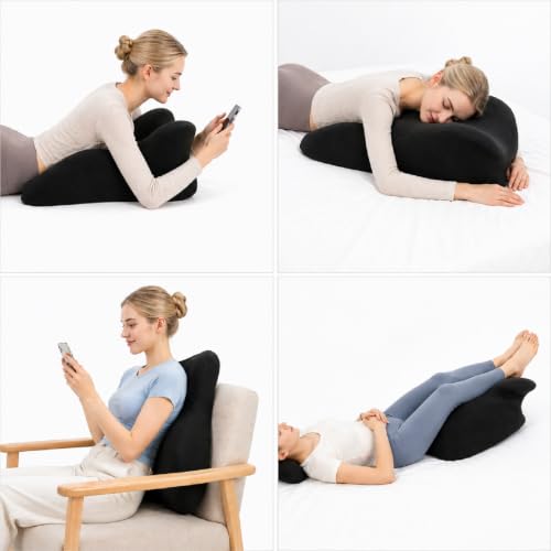 Prone Sleeping Pillow, 27° Ergonomic Body Support Wedge Pillow, Black - image 7