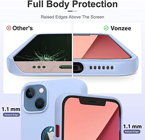 Image of VONZEE Liquid Silicone Soft Back Cover for iPhone 13 Case, Shockproof Slim Camera & Full Body Protection Non Yellowing Cover with Microfiber Lining & Logo Cut (6.1 Inch) - Sierra Blue
