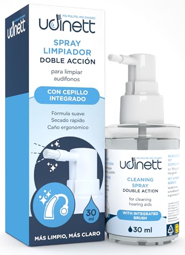 Spray Limpiador para Audífonos con Cepillo Integrado Udinett Sanitizante 30ml Fórmula Sin Alcohol para Limpiar Auriculares Auriculares Bluetooth Secado Rápido Elimina la Cera y la Suciedad