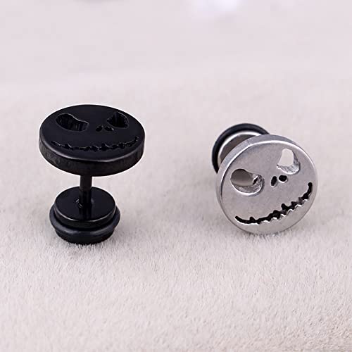 The Nightmare Before Christmas Stud Earrings Jack Skellington Ear Studs Metal Jewelry Horror Halloween Earring (Black And Silver) #TOP3