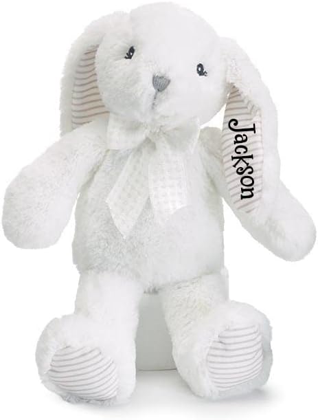 Personalized White Bunny Soft and Floppy Ear Keepsake Easter Bunny - 8 Inches