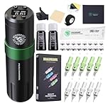 Dragonhawk Tattoo Kit Wireless Tattoo Pen Machine Rotary Gun with 1500mAh Battery 3.5mm Stroke Length 20 Piece Tattoo Needles Ideal for Beginners