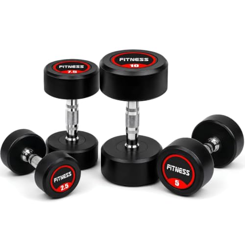 Image of Professional Rubber Coated Bouncer Dumbbells Set (50 KG Total Combo: 2.5kg, 5kg, 7.5kg & 10kg Pairs) - Heavy Duty Unbreakable Fixed Weight Dumbbells (50 Kg Combo)