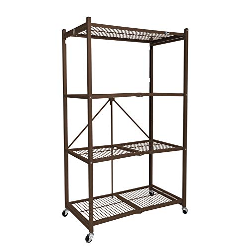 Origami Foldable 4-Shelf Storage Rack, Large, Brown