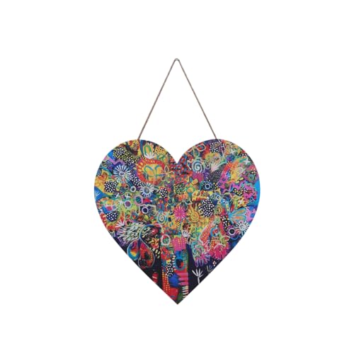 FKKA Front Porch Decor Farmhouse, Tree of Gifts Wall Art, Metal Heart Wall Decor For Bedroom, Easy Hanging With A Hanging Rope, Colorful, Gift