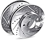 For 2008-2021 Audi A5 Quattro, A4 Quattro, Q5, A6, A4 allroad, A5 Sportback R1 Concepts Rear Silver Zinc Cross Drilled Slotted Brake Rotors