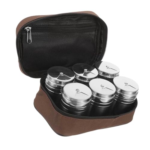 COLLBATH 1Set Stainless Steel Spice Bottle Outdoor Condiment Pot with Rotating Lid for for Bbq and Camping Space Saving Seasoning Containers for Home