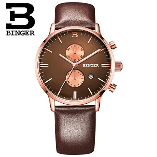 Preisvergleich Produktbild FAPROL-BINGER Quarzuhr, Herrenarmbanduhr Mit Timerfunktion Kalenderfenster Und 5ATM Wasserdicht, Gemütlich Lederband Armbanduhr Brown