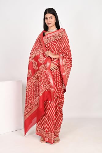 The House of RajPadmini red maheshwari silk saree – image 6
